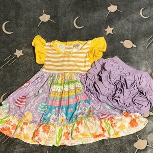 Easter Colorful Kids Dress with Ruffled Skirt
